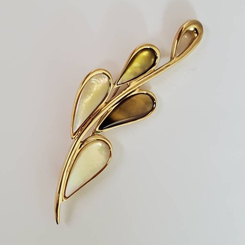 Large Fifth Avenue Collection (Butler) Genuine Mother of Pearl Leaf Brooch